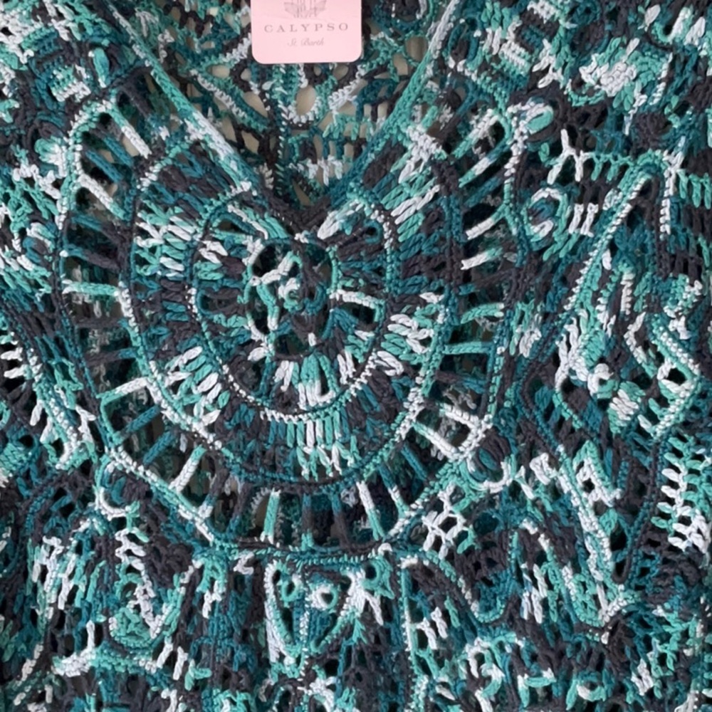 Calypso St Barth Thalia crochet sweater dress NWT size S M beach swim coverup